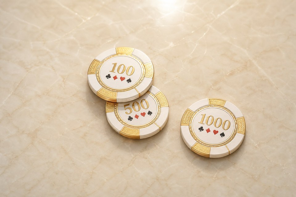 面额 100、500、1000 的筹码,对应买入与奖金圈的计算单位